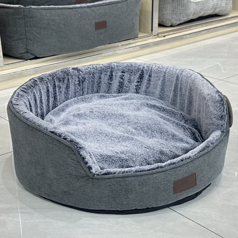 Pet Supplies Wholesale High Standard Customized Faux Fur Warm Cozy Round Natural Plush Multi Size Dog Bed for Cats