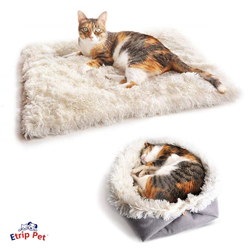 Designer logo Soft Anti-Anxiety Anti-Slip Bottom Plush for Puppy and Cats Dog Bed